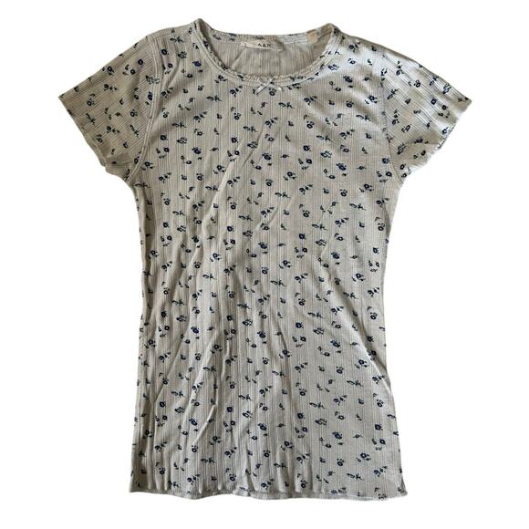 Floral Print Ribbed Women's Top - Picture 1 of 5